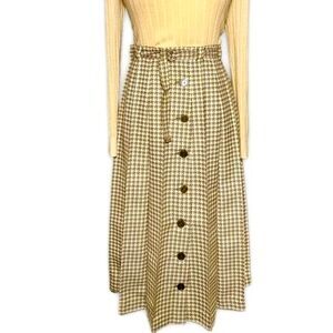 Vintage Spangler Pleated Wool Blend Button Front Skirt Sz L